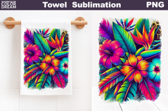 Tropical Flowers Towel Sublimation | Floral Kitchen Towel Product Image 1