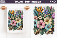 Pastel Tropical Flowers Towel | Floral Kitchen Towel Product Image 1