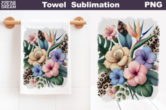 Pastel Tropical Flowers Towel | Floral Kitchen Towel Product Image 1