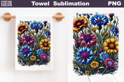 Floral Towel Sublimation | Wildflowers Kitchen Towel Product Image 1