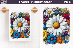 Daisy Floral Towel Sublimation | Wildflowers Kitchen Towel Product Image 1