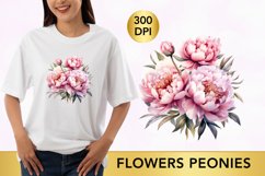 flowers peonies clipart, peonies sublimation Product Image 1