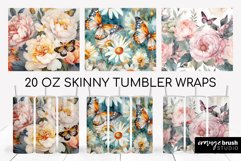 Flowers Tumbler Wrap Sublimation Butterfly Tumbler