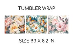 Flowers Tumbler Wrap Sublimation Butterfly Tumbler