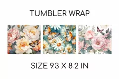 Flowers Tumbler Wrap Sublimation Butterfly Tumbler