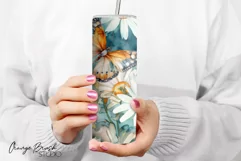 Flowers Tumbler Wrap Sublimation Butterfly Tumbler