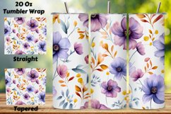 Flowers Tumbler Wrap, Sublimation PNG design, Watercolor