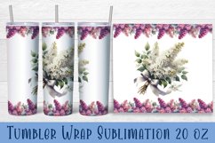 White lilac flowers Tumbler Wrap Sublimation | Floral Product Image 1
