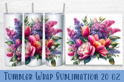 Watercolour Flowers Tumbler Wrap, Syringa and tulip Flowers Product Image 1