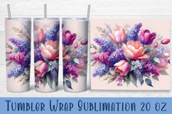 Watercolour Flowers Tumbler Wrap, Syringa and tulip Flowers Product Image 1