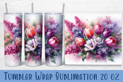 Watercolour Flowers Tumbler Wrap, Syringa and tulip Flowers Product Image 1