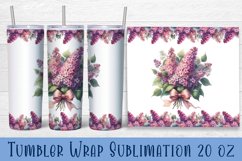 White lilac flowers Tumbler Wrap Sublimation | Floral Product Image 1