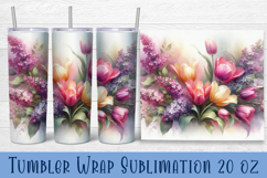 Watercolour Flowers Tumbler Wrap, Syringa and tulip Flowers Product Image 1