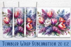 Watercolour Flowers Tumbler Wrap, Syringa and tulip Flowers Product Image 1