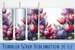 Watercolour Flowers Tumbler Wrap, Syringa and tulip Flowers Product Image 1