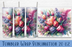Watercolour Flowers Tumbler Wrap, Syringa and tulip Flowers Product Image 1