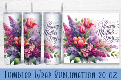 Watercolour Flowers Tumbler Wrap, Syringa and tulip Flowers Product Image 1