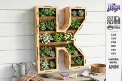 Wooden Flower Wall Letter Laser Cut | 3D Layered Letter SVG Product Image 1