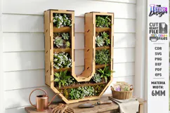 Wooden Flower Wall Letter Laser Cut | 3D Layered Letter SVG Product Image 1