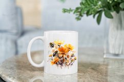 Bee and Flowers Watercolor Sublimation Clipart Product Image 6