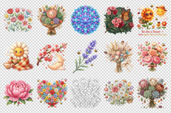Flowers clipart printable sublimation bundle png Product Image 2