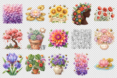 Flowers clipart printable sublimation bundle png Product Image 2