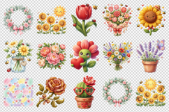 Flowers clipart printable sublimation bundle png Product Image 2