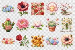 Flowers clipart printable sublimation bundle png Product Image 2