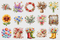 Flowers clipart printable sublimation bundle png Product Image 3