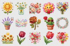 Flowers clipart printable sublimation bundle png Product Image 3