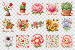 Flowers clipart printable sublimation bundle png Product Image 3