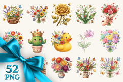 Flowers clipart printable sublimation bundle png Product Image 1