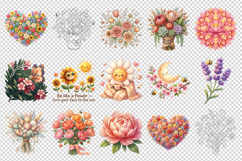 Flowers clipart printable sublimation bundle png Product Image 4