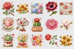 Flowers clipart printable sublimation bundle png Product Image 4