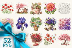 Flowers clipart printable sublimation bundle png Product Image 1