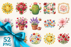 Flowers clipart printable sublimation bundle png Product Image 1