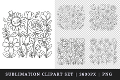 Flowers clipart printable sublimation design png Product Image 1