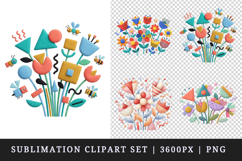 Flowers clipart printable sublimation design png Product Image 1