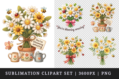 Flowers clipart printable sublimation design png Product Image 1