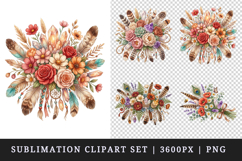 Flowers clipart printable sublimation design png Product Image 1