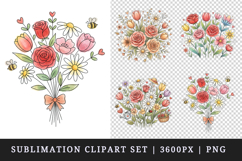 Flowers clipart printable sublimation design png Product Image 1
