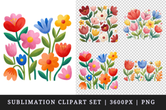 Flowers clipart printable sublimation design png Product Image 1