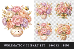 Flowers clipart printable sublimation design png Product Image 1
