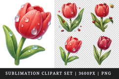 Flowers clipart printable sublimation design png Product Image 1
