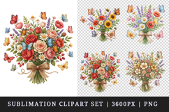 Flowers clipart printable sublimation design png Product Image 1