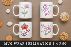 Flowers mug wrap printable sublimation design Product Image 1