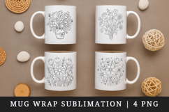 Flowers mug wrap printable sublimation design Product Image 1