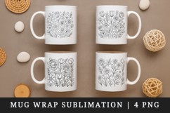 Flowers mug wrap printable sublimation design Product Image 1