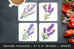 Flowers square coaster sublimation, coasters design Product Image 1