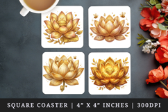 Flowers square coaster sublimation, coasters design Product Image 1